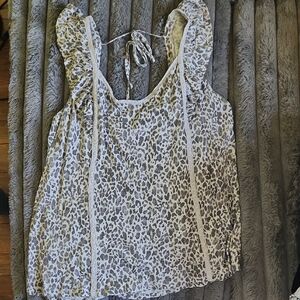 Maurices Black and White Ruffled Tie Front Tank Top